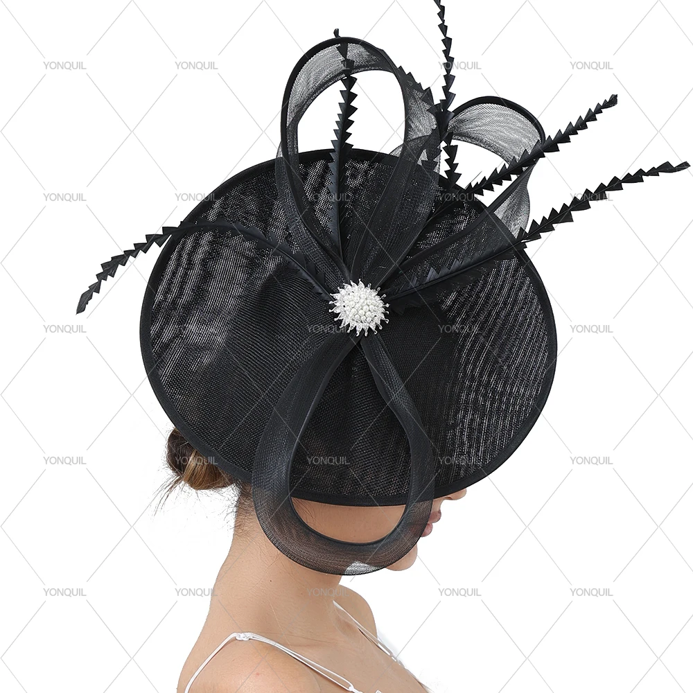 

Vintage Big Charming Fascinator for Women Headpiece with Feather Detail Elegant Hair Accessory for Derby Party Show Race