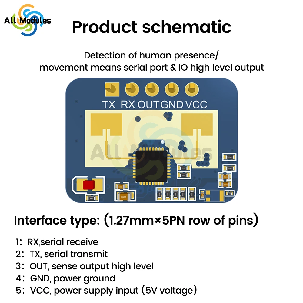 HLK-LD2410C DC5V 24G human presence sensor supports 24GHz ~ 24.25GHz Bluetooth function app radar sensing module