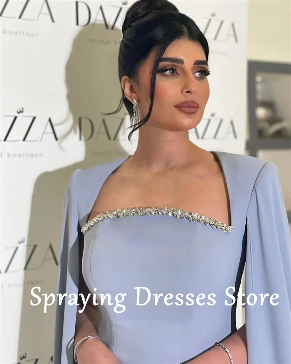 SPRAYING – robe de soirée formelle bleue, droite, longueur au sol, perles, élégante, robe de bal, personnalisée, 2026