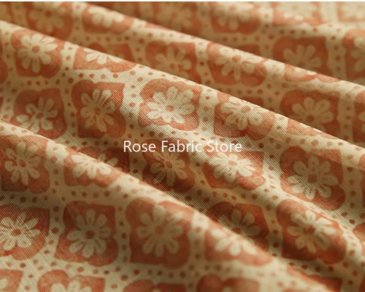 Tessuto di cotone broccato floreale con griglia da 1 metro, primavera estate, camicia, pantaloni, tessuto da cucito fai da te