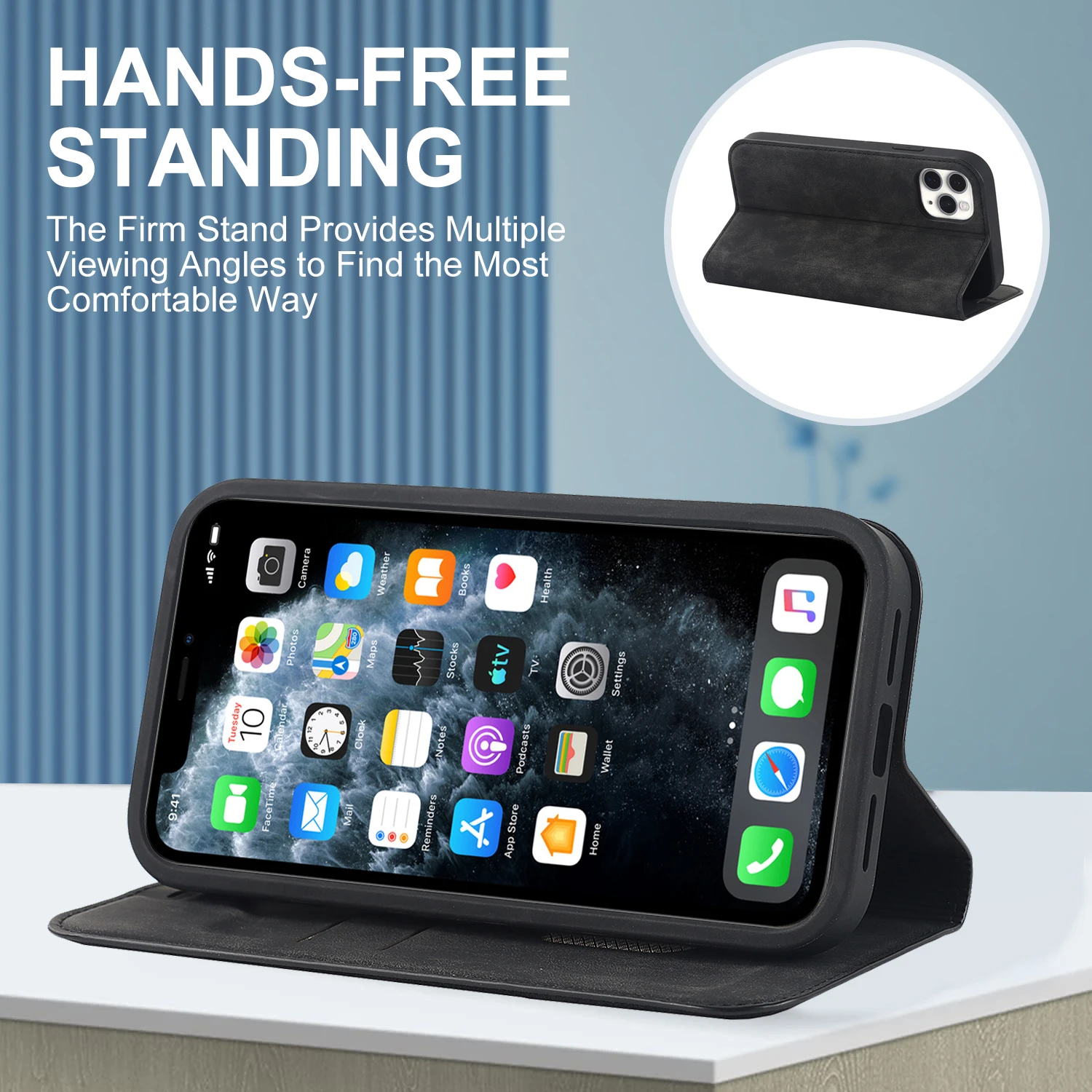 محفظة جلدية قابلة للطي غطاء هاتف آيفون 11 برو XS ماكس XR X 7 8 6 6s Plus SE فاخر ماتي فرك حافظة حماية مقاومة للصدمات #3