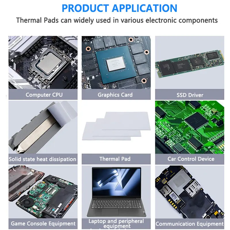 Pad Termal Silikon Plester Non-konduktif CPU Kartu GPU Air Pendingin Tikar 21W/Mk 100X100mm Kualitas Tinggi Heatsink Pendingin Pad