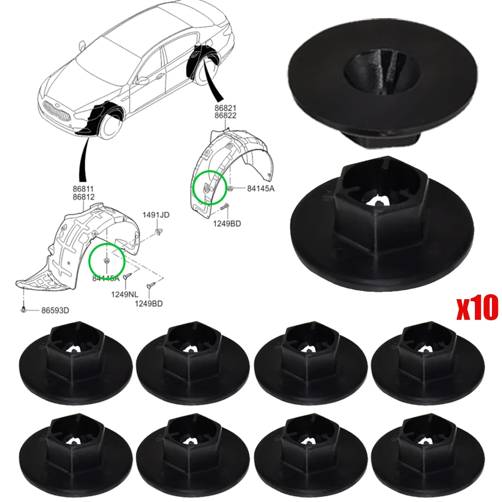 10PCS Per Hyundai Santa Fe 2006 2007 2008 2009 2010 2011 2012 2013 - 2018 Auto Wheel Arch Liner Splashguard Clip Staffa Dado