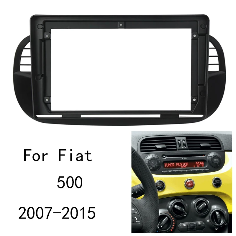 9 Inch Car Radio Fascia For Fiat 500 2007-2015 Multimedia player Frame Kit Dashboard Bezel Panel 2 Din Head Unit Installation