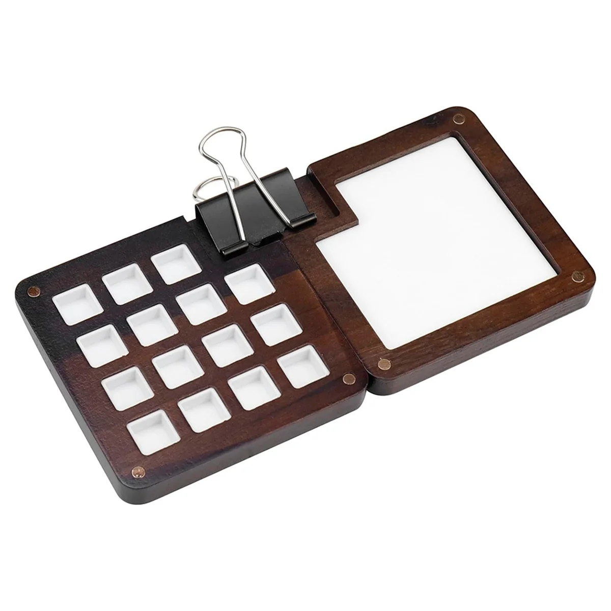 Wooden Portable Sketchbook Palette Mini 15 Grids Travel Paint Palette Portable Mini Tin Empty Watercolor Palette