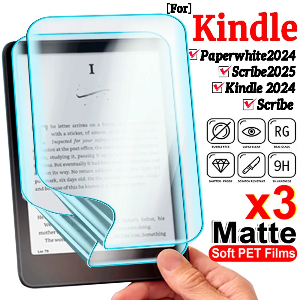 3/2/1pcs filme pet fosco para 7 "kindle paperwhite 12th gen kindle 2024 protetores de tela de 6 polegadas para kindle scribe 11 polegadas 10.2 polegadas