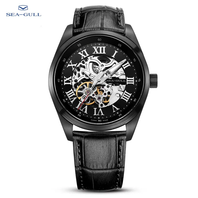 Möwe Männer Uhren Top-Marke Luxus 316l Stahl wasserdicht aushöhlen schwarz große männliche Armbanduhren relogio masculino d 819,611 hk