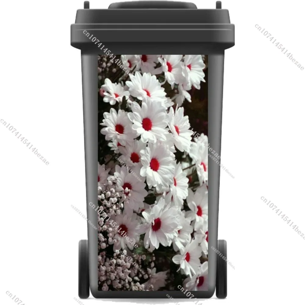 Zupełnie nowa naklejka ścienna Wheelie Bin Cover Flower Naklejka ścienna Winylowa samoprzylepna papier Akcesoria kuchenne Naklejka dekoracyjna DIY