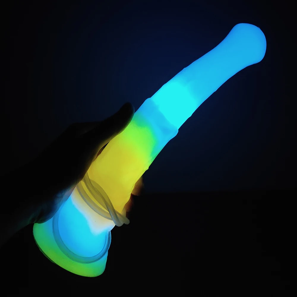 FAAK Remote Control Vibrator Squirting Horse Dildo With Sucker Luminous Ejaculation  Penis Glow in Dark Sex Toys For Women