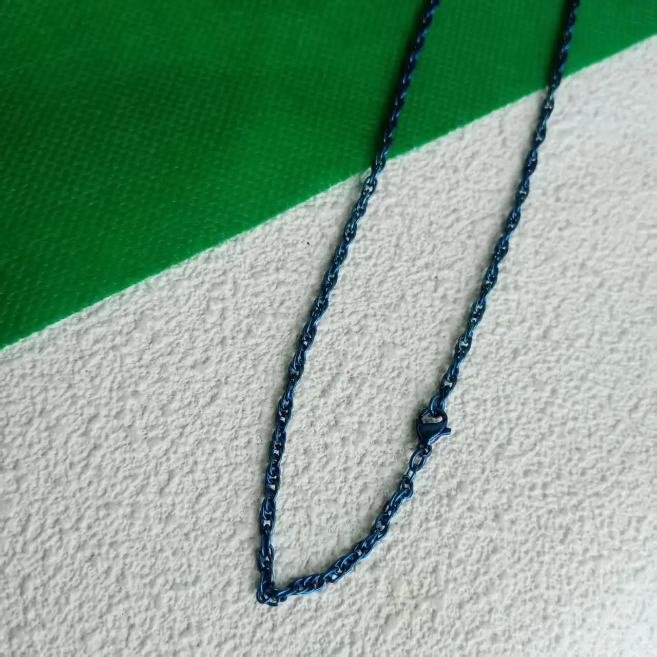 Minimalist 2.5mm Blue Fried Dough Twists Chain for Women - Versatile Fashion Piece for Daily/Party/Work Wear