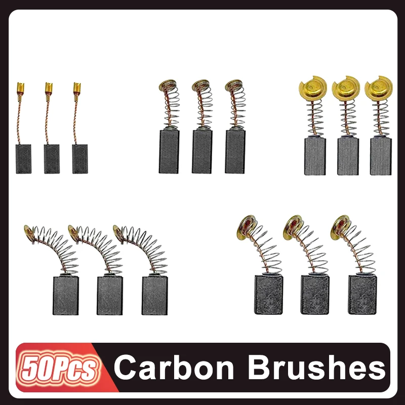 

50Pcs/Lot Carbon Brush Replacement Kit Fit For Drills Sanders Grinders & Motors Durable Motor Parts 5 Sizes Wholesale