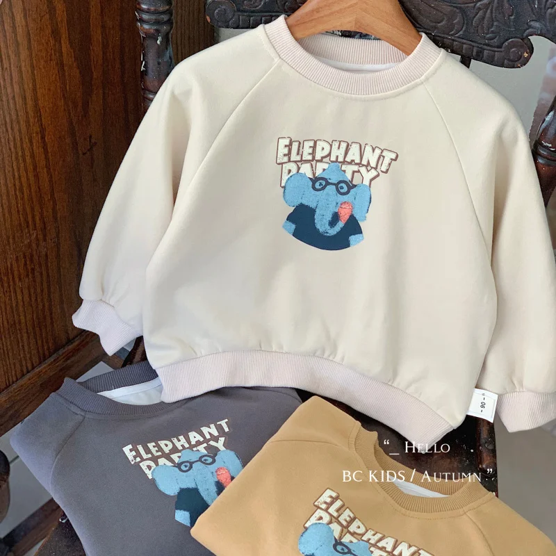 Children's Sweater2024Autumn New Cartoon Bear round Neck All-Matching Pullover Boys' TopG0398