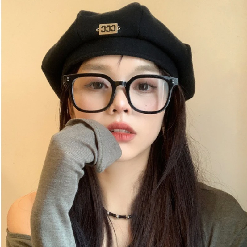 Y2K S/M/L Women's Autumn Winter Letter Woolen Octagonal Painter Newspaper Children's Hat Sun Summer Outdoor Cap Boina Hombre