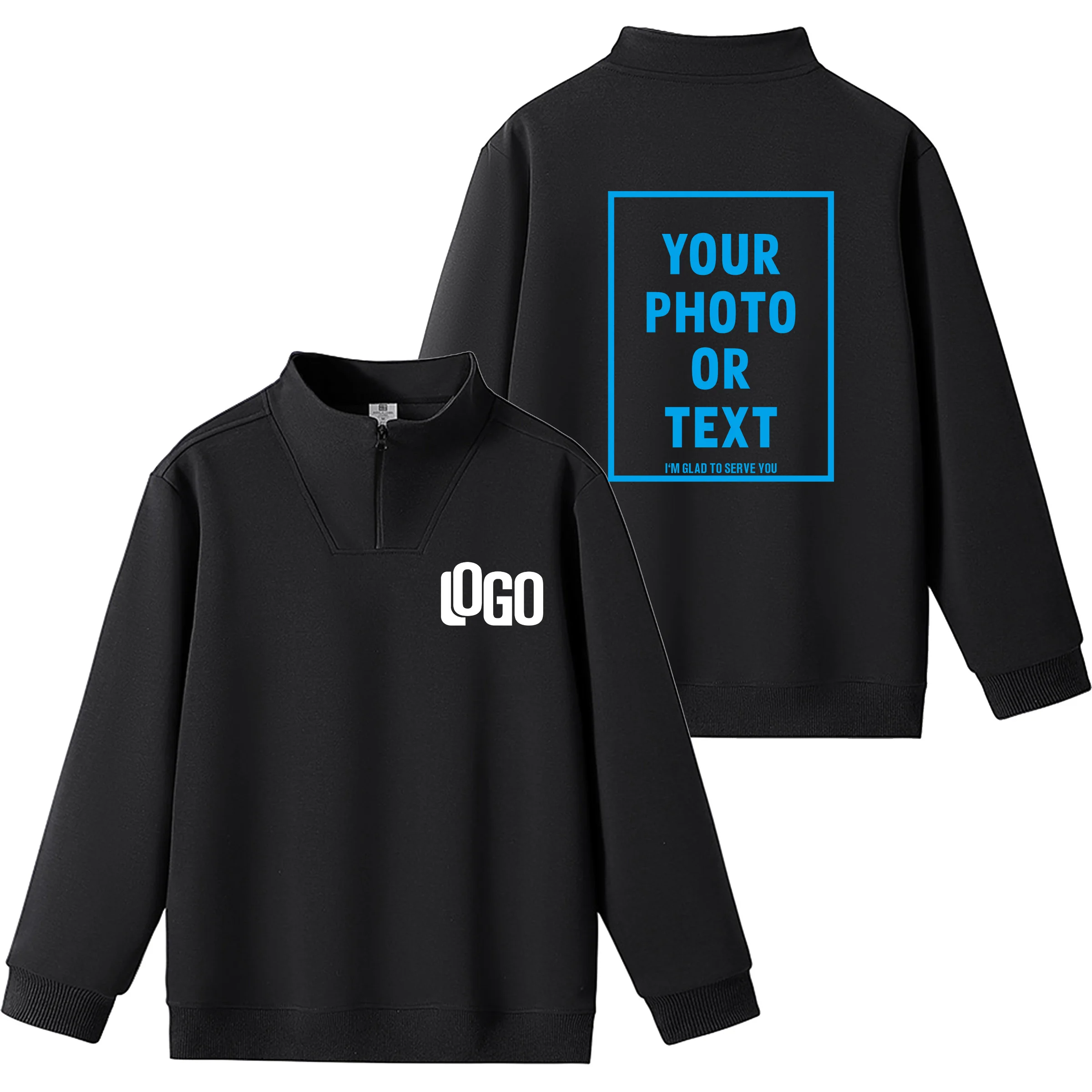 

DIY Customized Logo Sweater Men's Loose Size Hoodie Spring/Autumn Cotton Sportswear High Quality Top Men's Hip Hop Zipper Hoodie