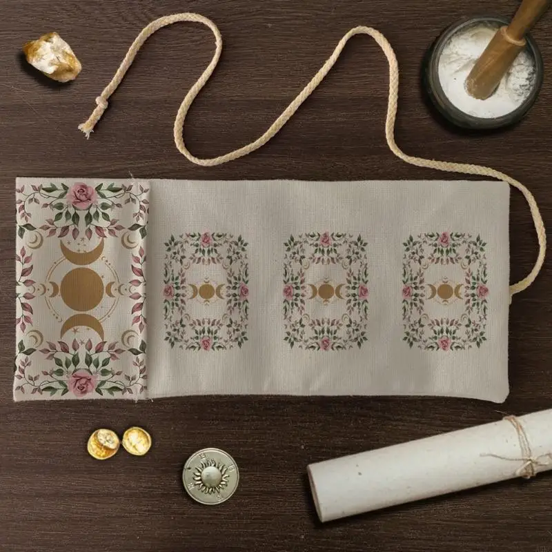 حقيبة تخزين البطاقات ذات الطابع الغامض والمتانة من نسيج البوليستر الكتان، أعمال فنية ملونة، مقاومة للماء، قابلة للطي من أجل #1