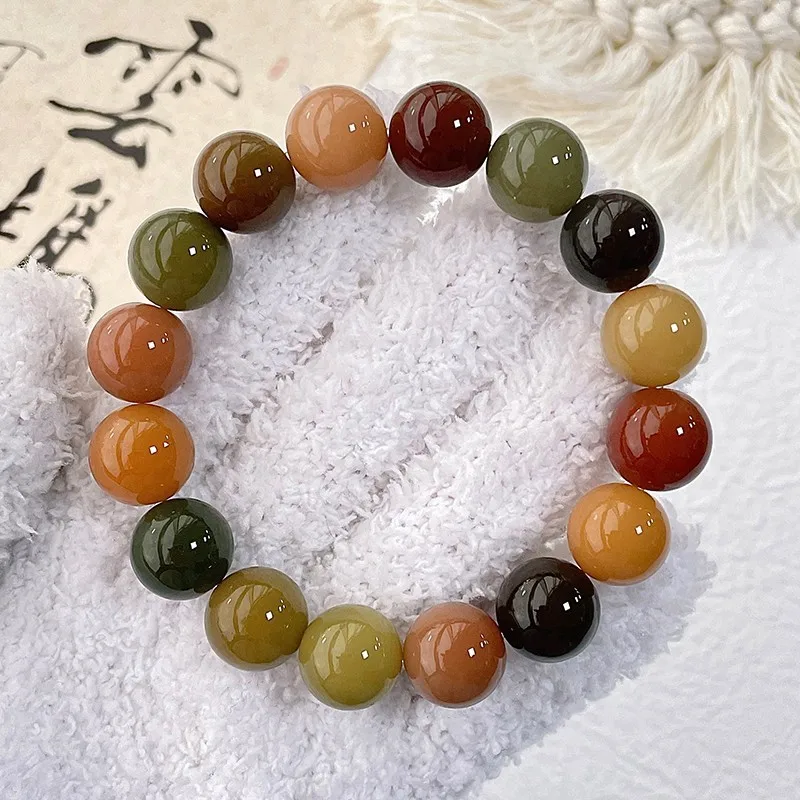 Rare  Bodhi Root Beaded Bracelet Tiger Skin Color Hand-wrapped Around The Finger Soft Plate To Play with Rosary