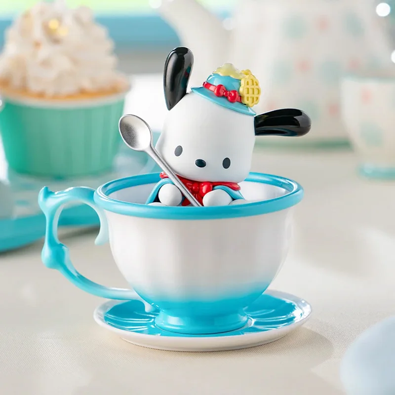 Disney Genuine Sanrio Tea Cup Elf Series Blind Box Kuromi Pacha Dog Figurine Toys Can Be Collected And Given As Gifts