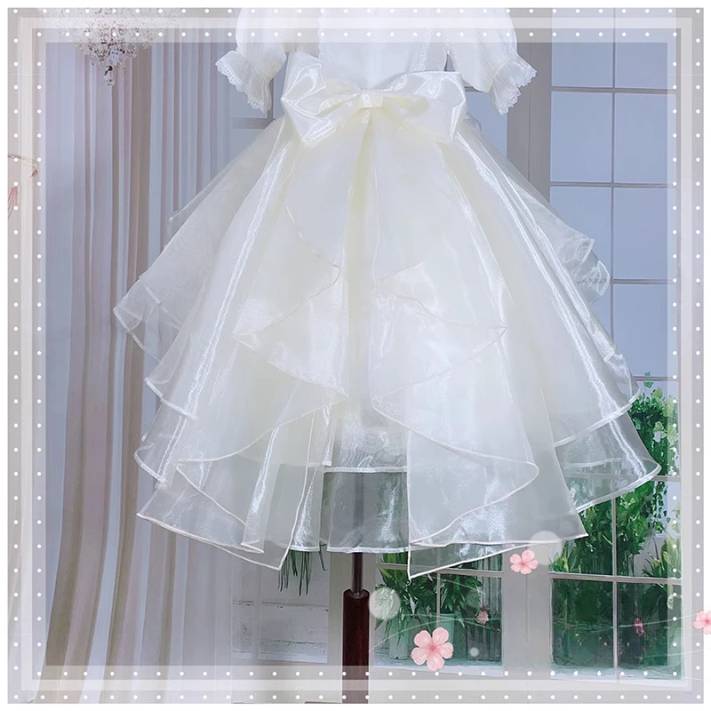 Sweet Cascading Ruffle Bow Train Removable Organza Lolita Dress Train with Pins