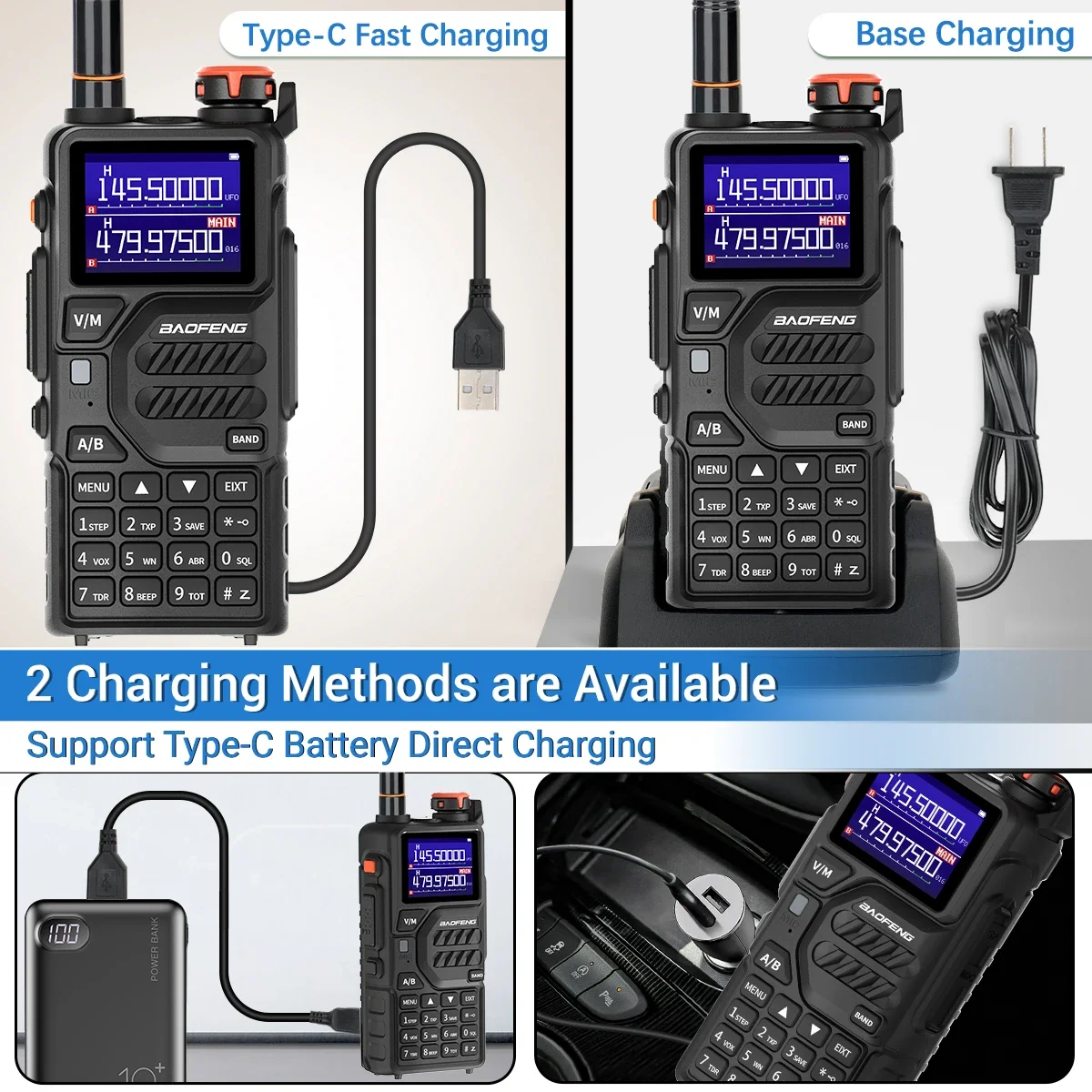 Baofeng UV-K5 Pro Walkie Talkies 12W Air Band Long Range Copy Frequency  DTMF Type-c Charger AM FM Portable Ham Two Way Radio