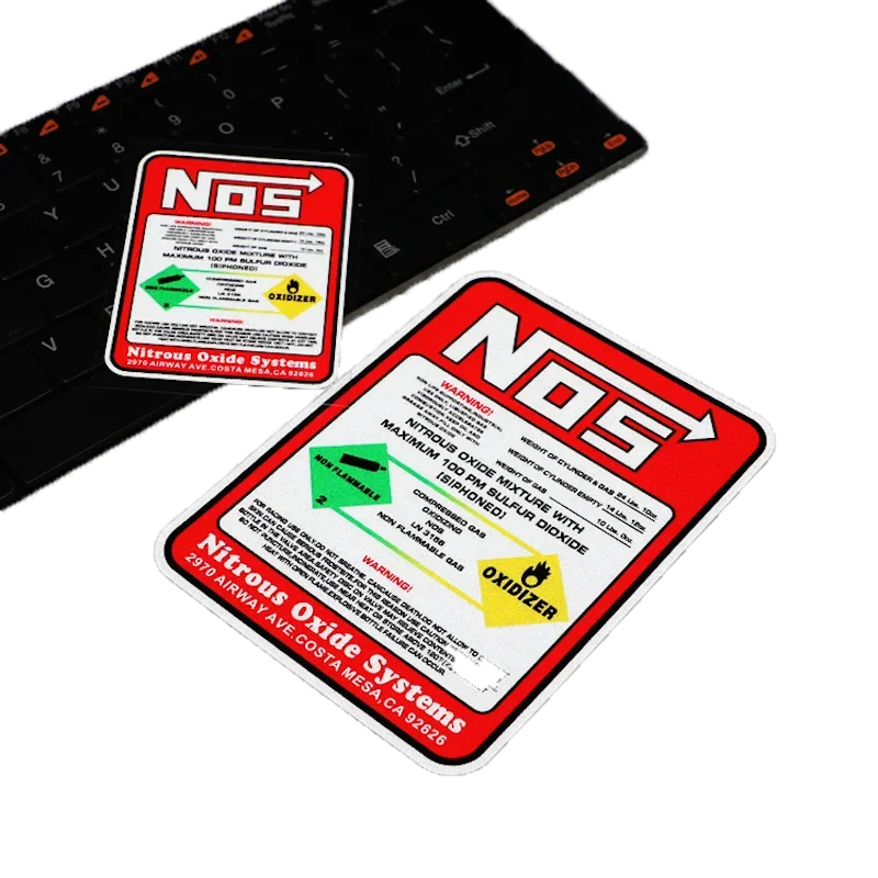 S007 NOS Reflective Stickers Nitrogen Acceleration Car Motorcycle Warning Stickers Car Fire Extinguisher Decorative Decals