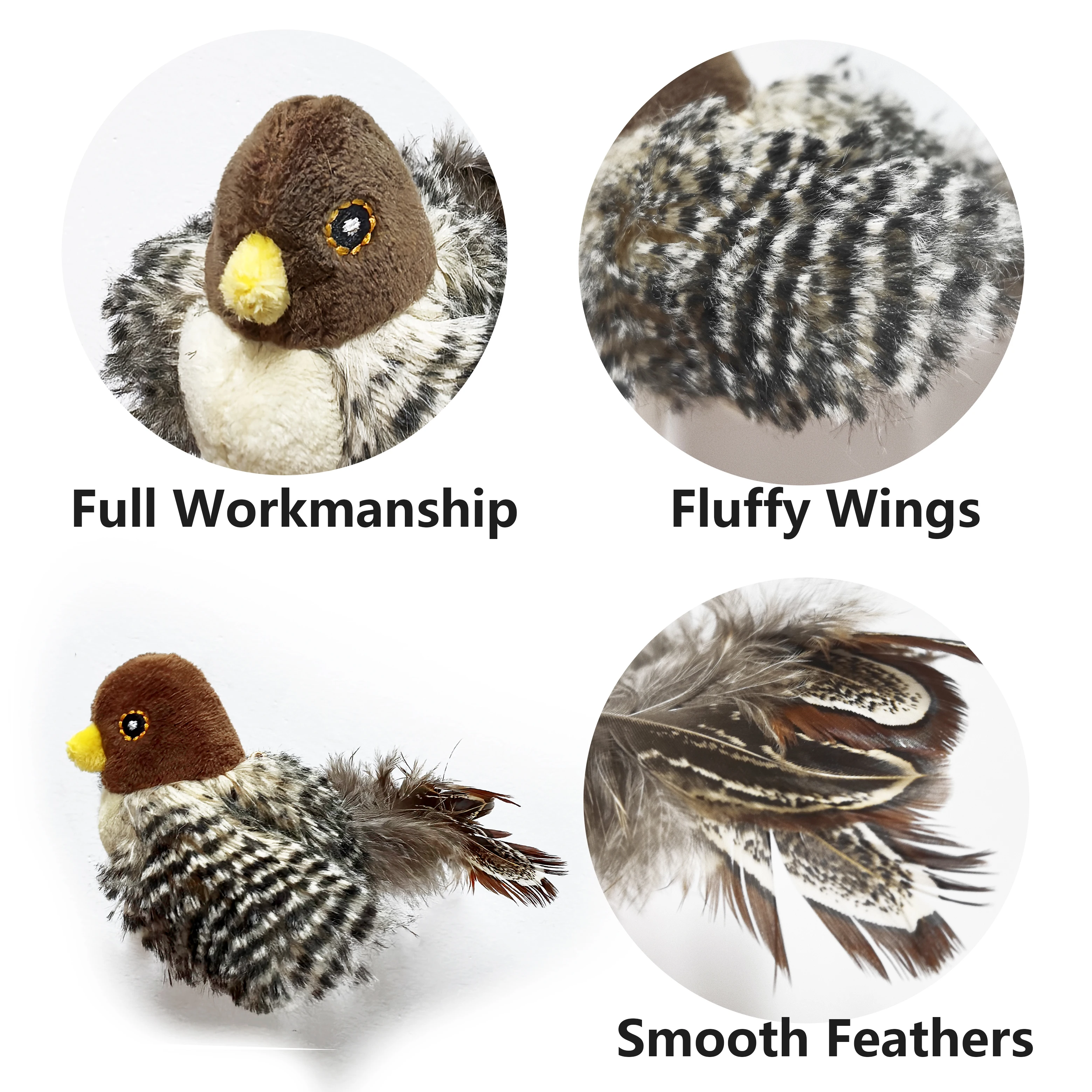 Interactive Cat Toys Electric Squeaky Simulation Bird Plush Cats Pets Teasing Toys with Feather Catnip Kitten Chirping Bird Doll