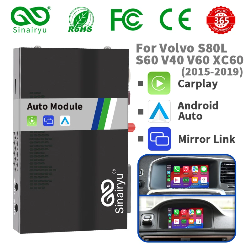 Wireless Carplay For Volvo V40/V60/XC60/S60/S80L 2015-2019Full Screen Carplay AI Upgrade Adapter Android Auto Mirror Link