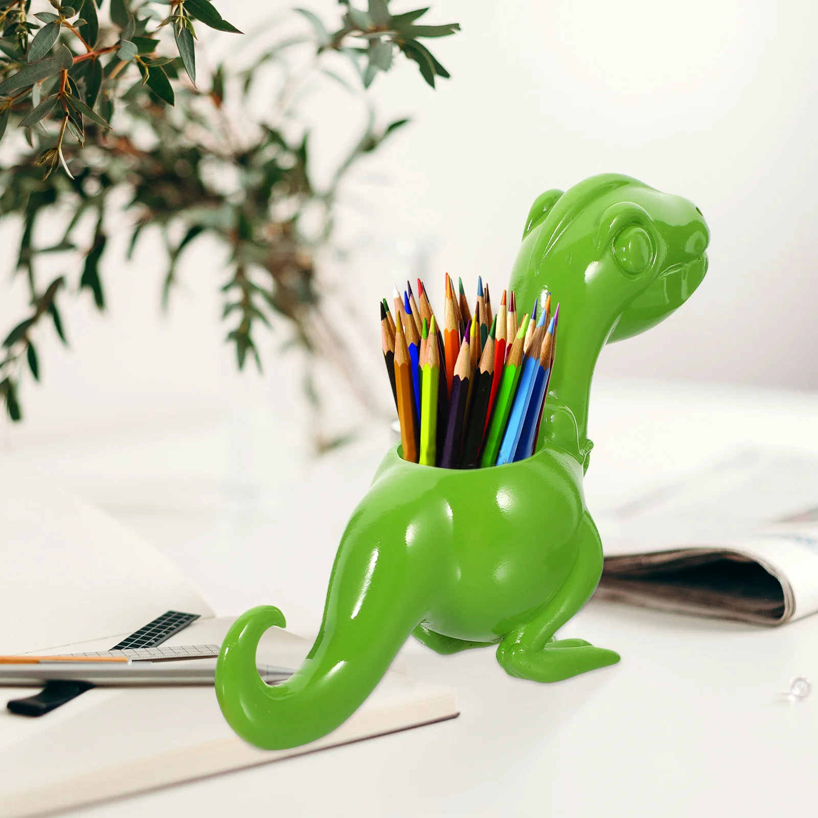 

Resin Pen Holder Storage Shelf Pencil for Students Container Dinosaur Desktop Cartoon Pretty Holds