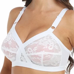 Plus Size Bralette Womens Bra Lace Wireless Perspective Minimizer Sexy Lingerie BH Tops Female Underwear Full Cup B C D E F