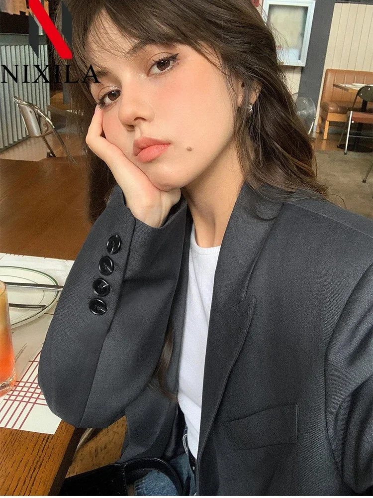 سترة نسائية للربيع والخريف موضة كورية فضفاضة عتيقة سترة أنيقة ملابس الشارع الشهير ملابس مهود صغيرة