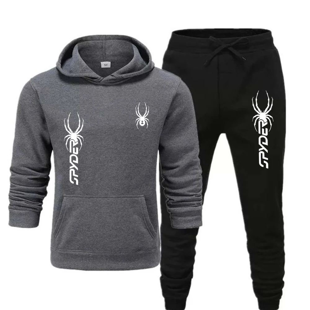 Fashion Men Hoodies Two Piece Sets High Quality Printing Hooded Sweatshirt Sweatpants Casual Suit Female Outwear and Trousers