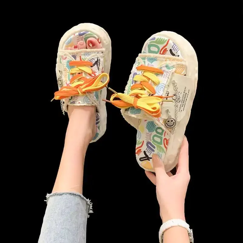 

Shoes for Women Canvas Sandals Platform Woman Slippers New Collection Shoe Wholesale Cheap Liquidation Pvc Slides On Promotion