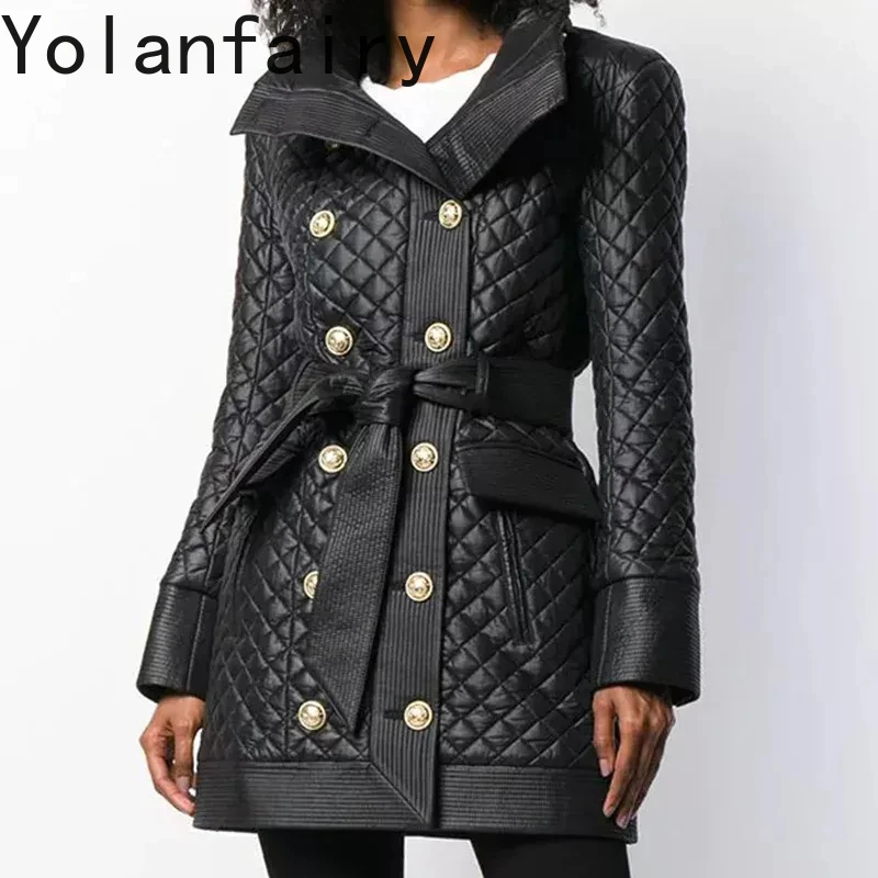 Real Leather Jacket Women Sheepskin Jacket Coat New Autumn Winter Casual Mid-Length Double-breasted Trench Coat Women's Cotton