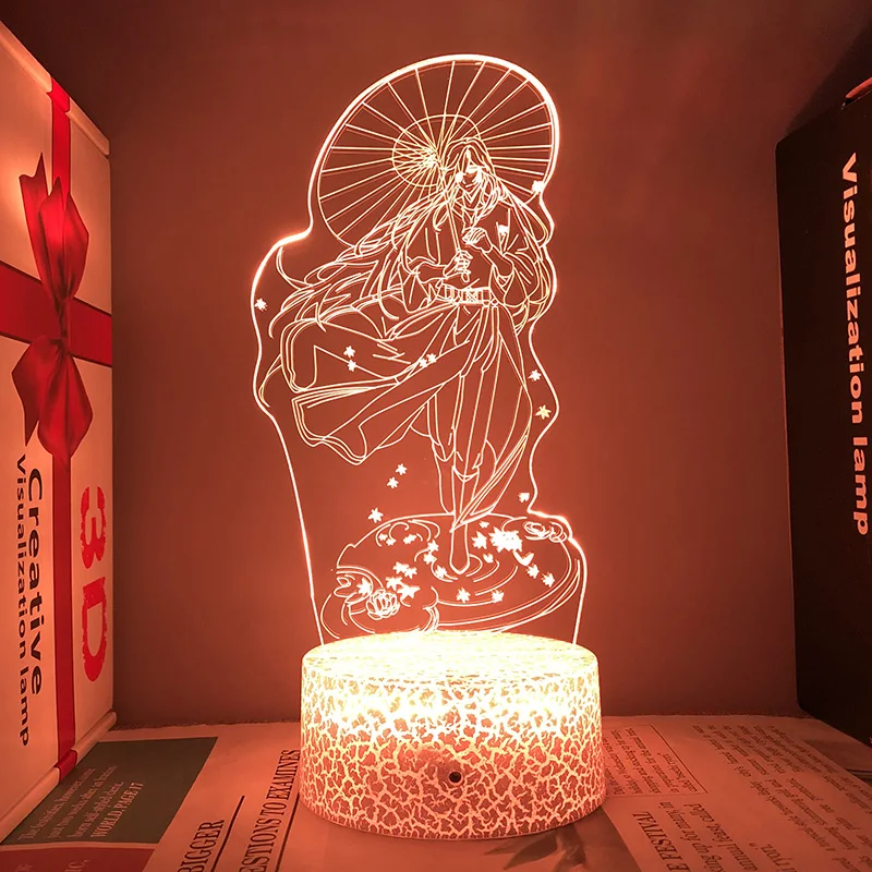 Bênção do Oficial do Céu Tgcf Hua Cheng Figura Anime Luzes Noturnas, Manga San Lang Suportes Acrílicos, Lâmpada LED, Decoração do quarto Presente