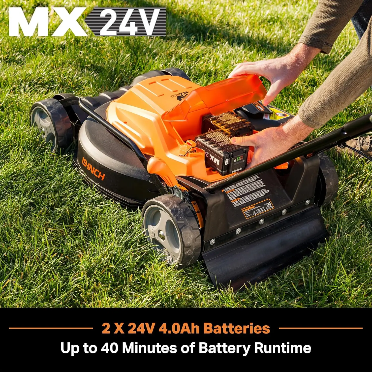 19-inch Cordless Mower with 2X24V MAX* 4.0Ah Battery and a Dual Charger 6 Cutting