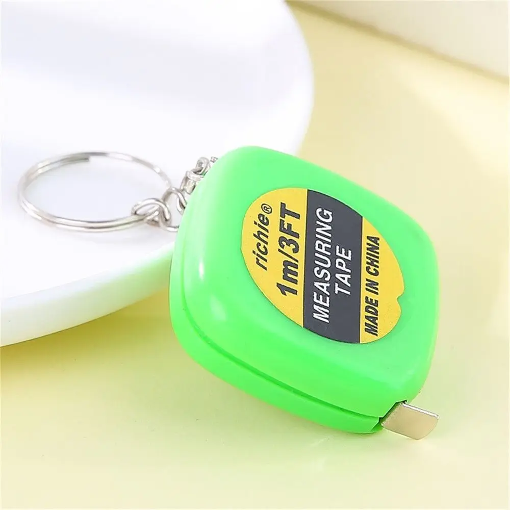 Square Children Height Ruler With Keychain Roll Tape Mini Tape Measure Automatic Telescopic Ruler 1m/3ft Digital Ruler