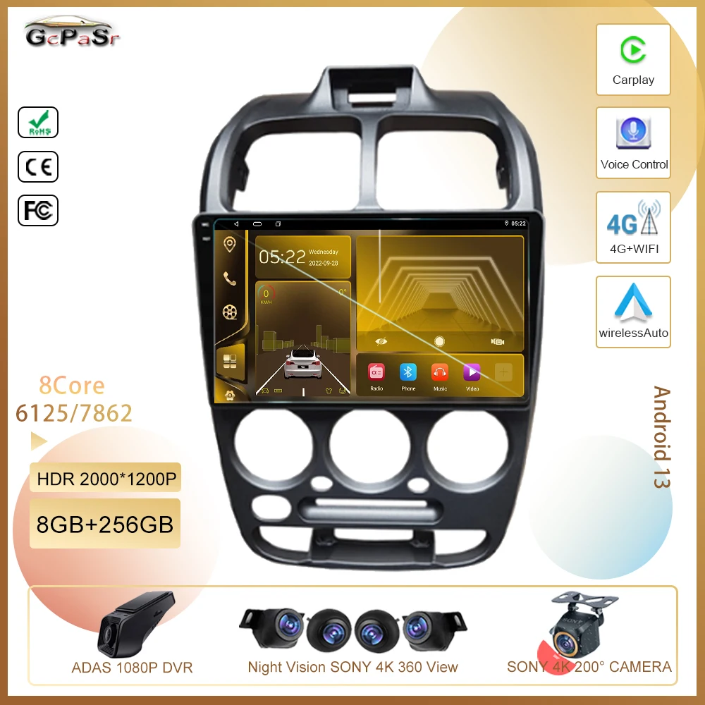 

GcPaSr 7862 For Hyundai Verna Accent 1999 - 2012 Android 13 5G wifi BT Stereo Multimedia Player GPS Navigation No 2din DVD