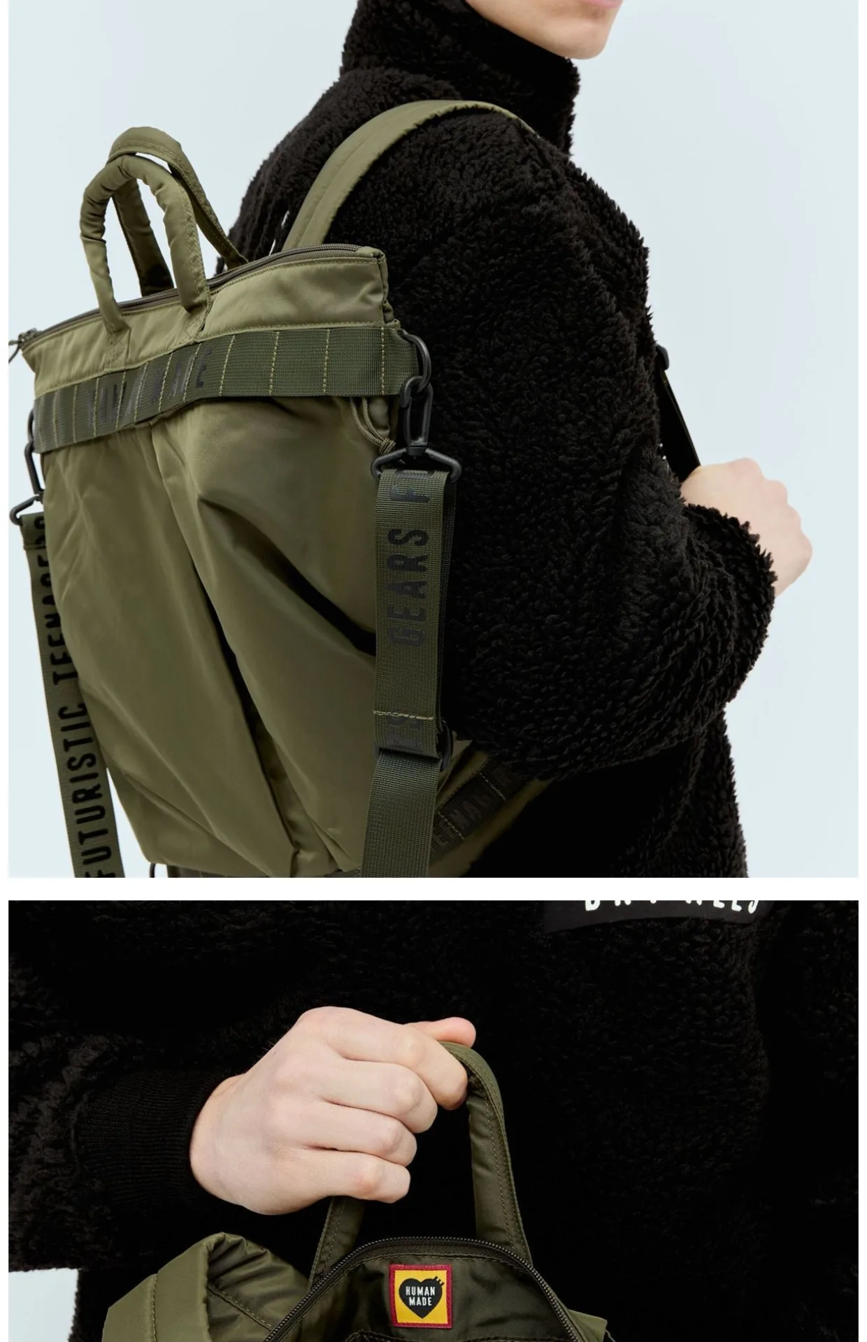 حقيبة خوذة 25ss من صنع الإنسان، حقيبة يد كبيرة محمولة باليد للرجال بكتف واحد للسفر