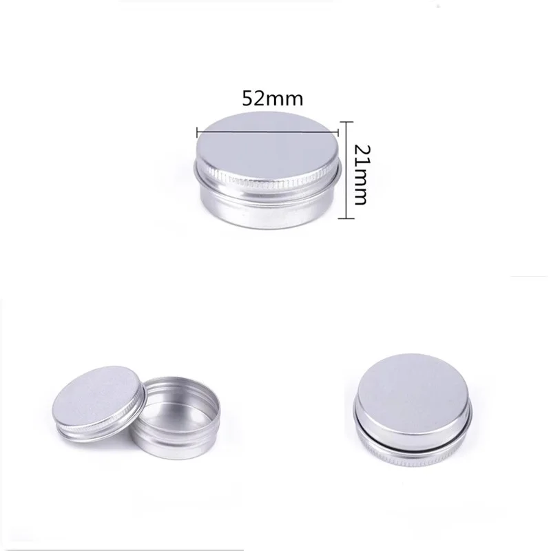

200pcs 1oz 30ML Mini Silver Tin Box Aluminum Jar Food Grade Child Resistant Packaging 52x21mm Aluminum Tin Jar