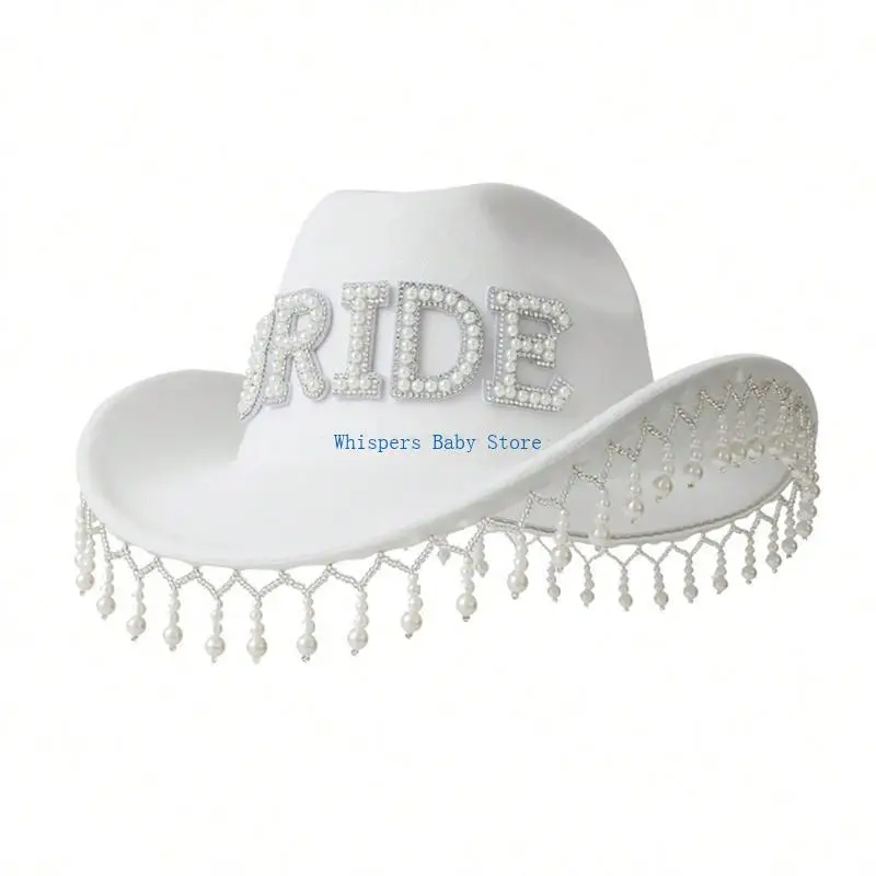 U90E Masquerade Party Cowgirl Hat Bride Fedoras Hat Lovely Bridal Shower Cowboy Hat Carnivals Party Women Photoshooting Hat