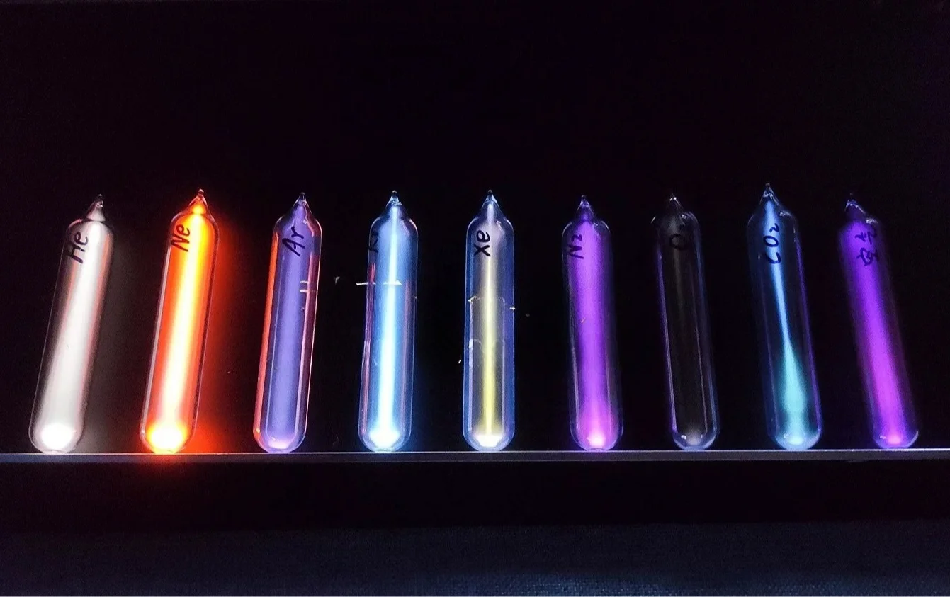 SeriesMulti Piece Sealed Glass Tube Containing99.999% Pure Rare Luminescent Gas Element