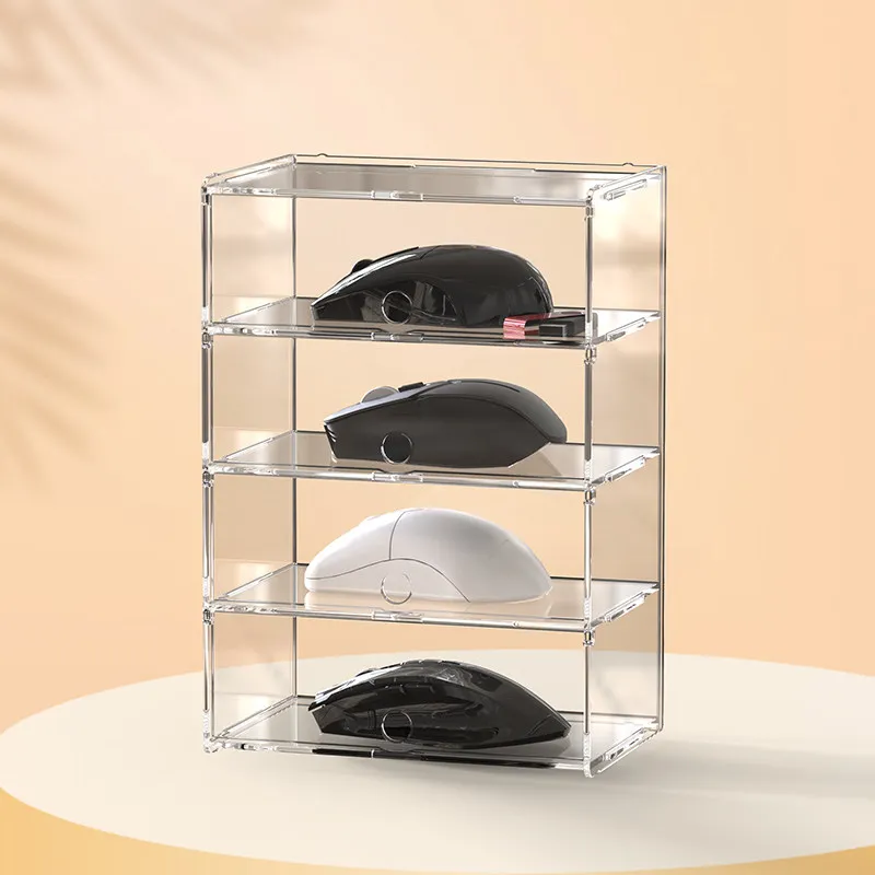 Acrylic Gaming Mouse Storage Box Transparent Display Case for Office Desk Accessories Space Saving Desktop Holder for Computer