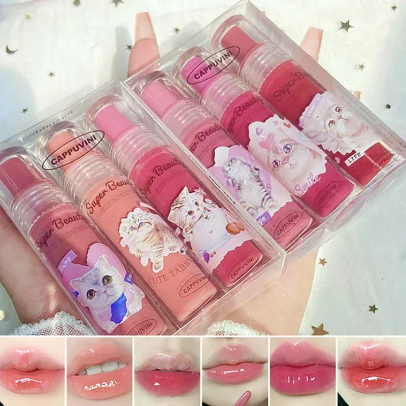 

Cappuvini Cat Mirror Lip Glaze High Gloss Moisturizing Sexy Red Lip Tint Lipstick Lip Essence Long Lasting Lip Gloss Cosmetic