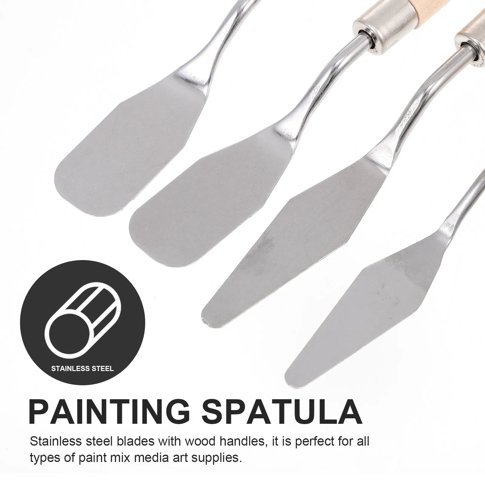 

7Pcs Oil Painting Spatula Wooden Handle Stainless Steel Painting Scrapers for Art Craft Mixing Smudging Color Blending Tools