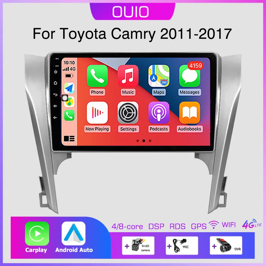 

Магнитола на Android 13 для Toyota Camry 8 50 55 2012-2017, автомобильный стерео Мультимедийный Плеер для Carplay, автомобильный GPS-навигатор, 2DIN DSP