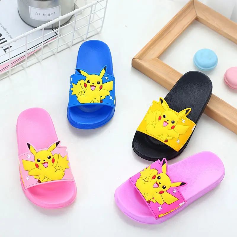 Pikachu-Pantoufles coordonnantes pour enfants, chaussures d'été pour enfants, hommes et femmes, bébé, maison, loisirs, oliganti-dérapant, 5 ans, 2024