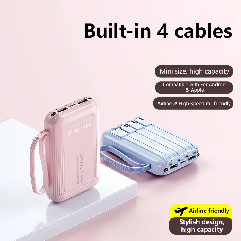 50000mAh Powerbank Super Fast Charging Led Digital Display 4 In 1 Built In Cables Power Bank For iPhone Samsung Huawei 2026 view 2