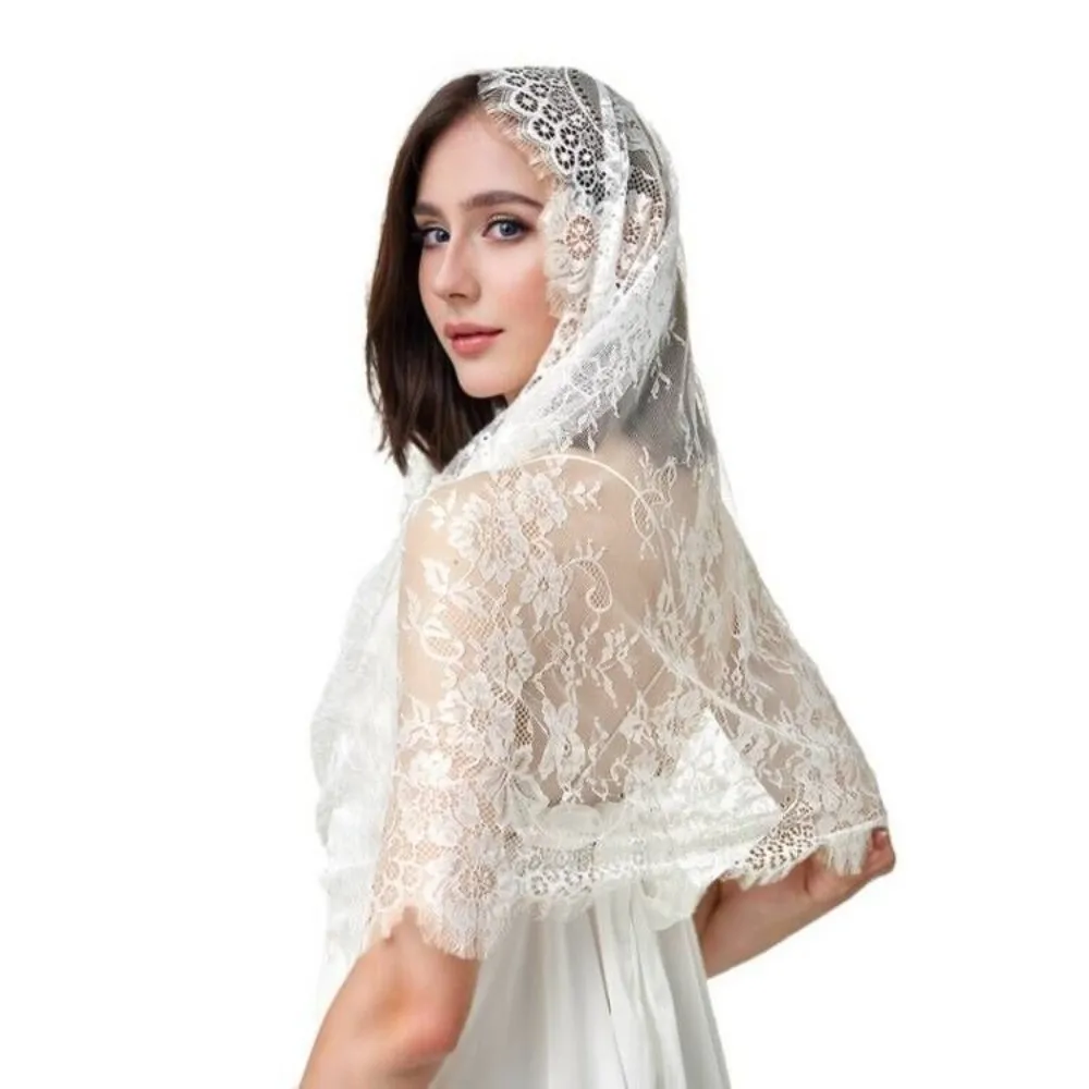 Holy Lace Fabric Women's Headwear Elegant Vintage Style Floral Lace Head Covering Versatile Bridal Veil Women's Fashion