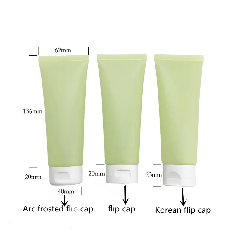 10-100pcs Empty 100ml Matte Green Soft Tube Plastic Squeeze Tube Facial Cleanser Body Cream Lube Gel Cosmetic Container Flip Cap