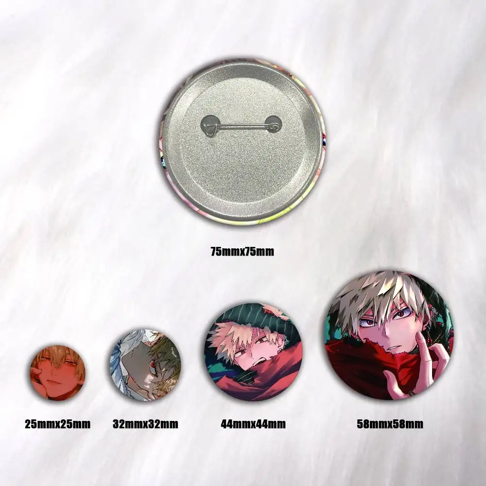 Anime Bakugo Katsuki Creative Round Button Badges Cute Pin Brooch for Backpack Clothes Lapel Jewelry Accessories Friends Gift
