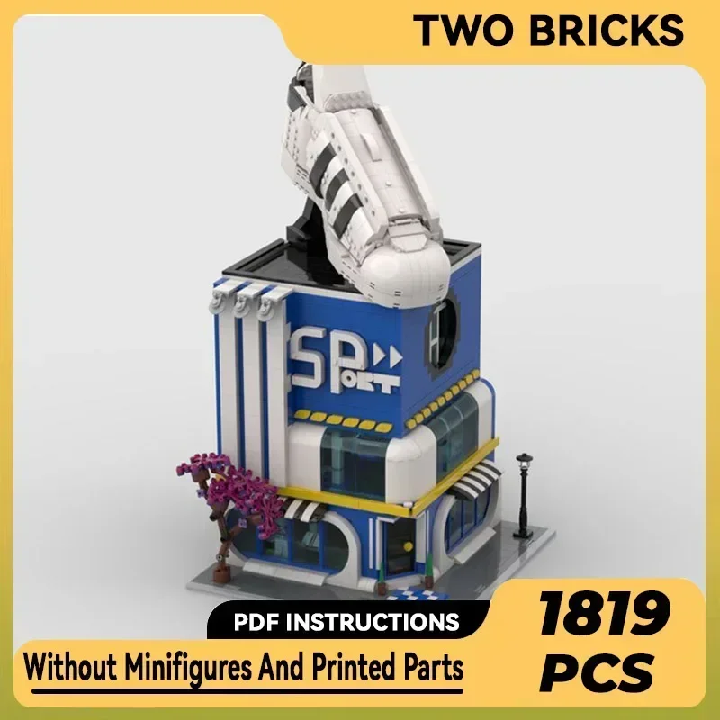 

Модель City Street View Moc Building Bricks Уличный спортивный магазин Технология Модульные блоки Подарки Рождественские игрушки Наборы «сделай сам» Сборка